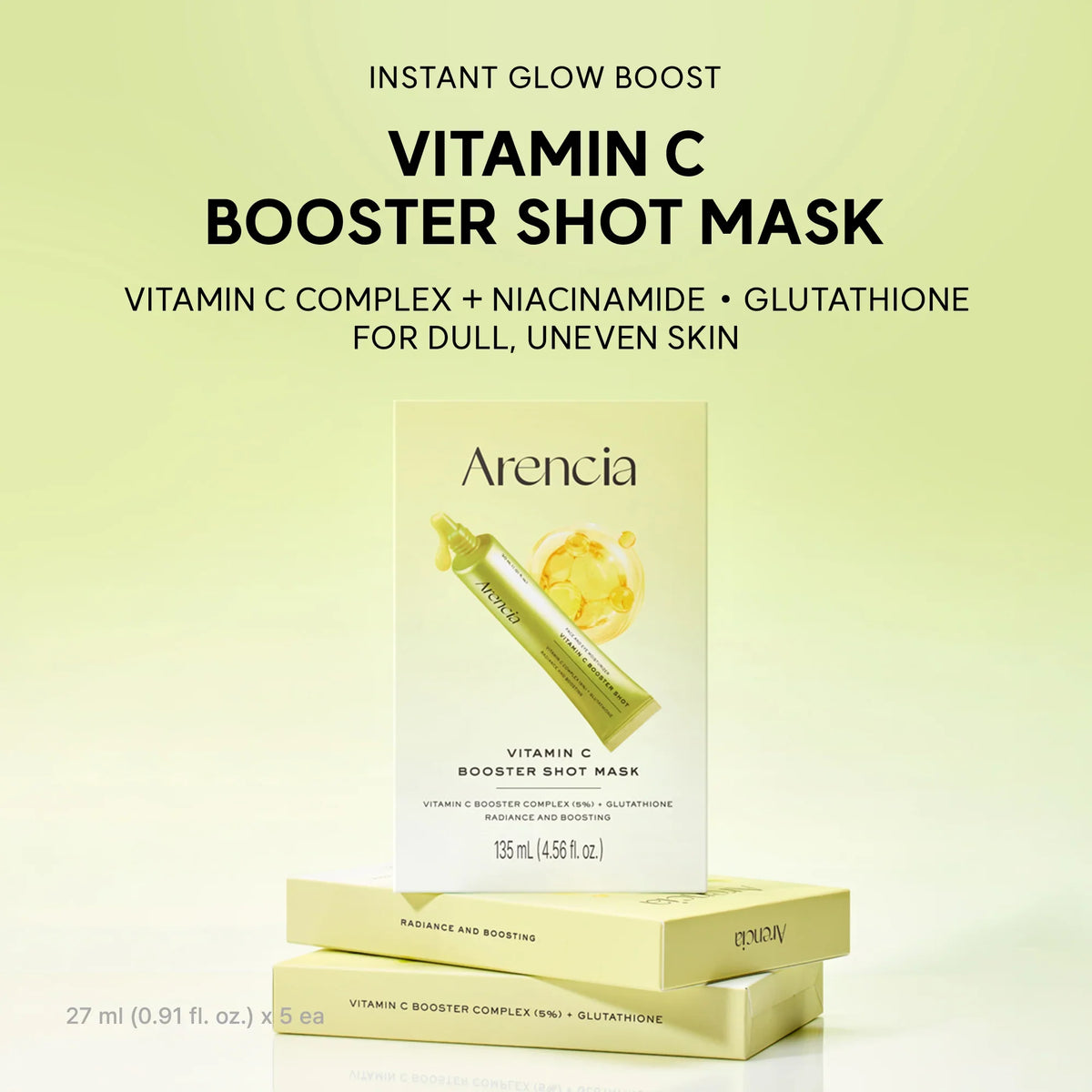 Arencia Vitamin C Booster Shot Mask – Brightening & Hydrating - 5 Sheets