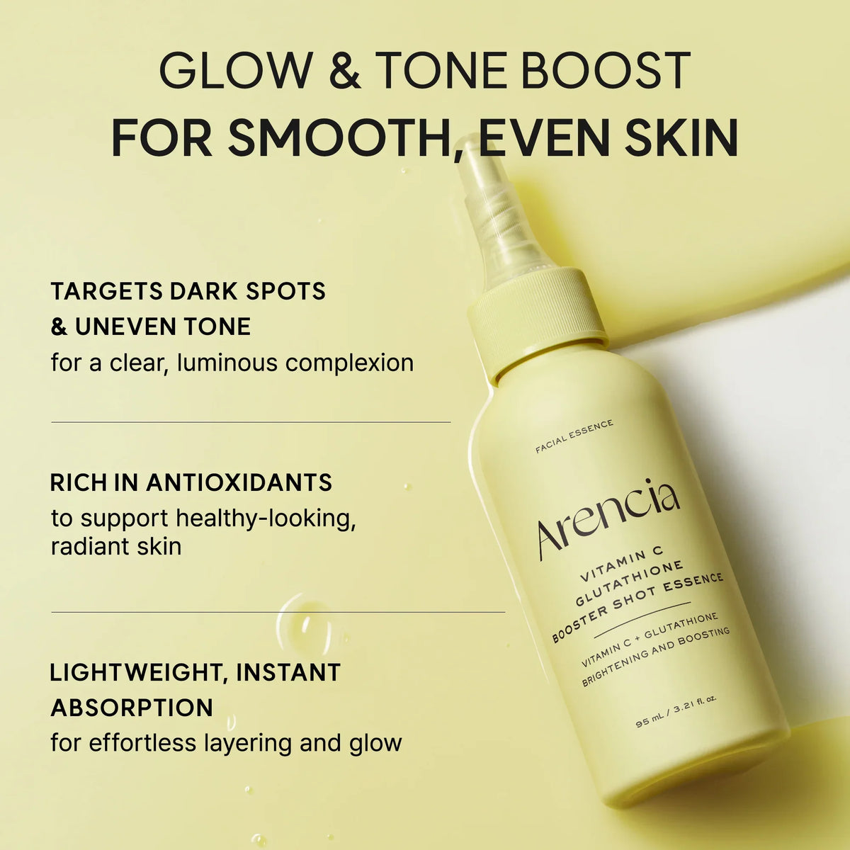 Arencia Vitamin C Glutathione Booster Shot Essence – Brightening & Dark Spot Care - 95 mL