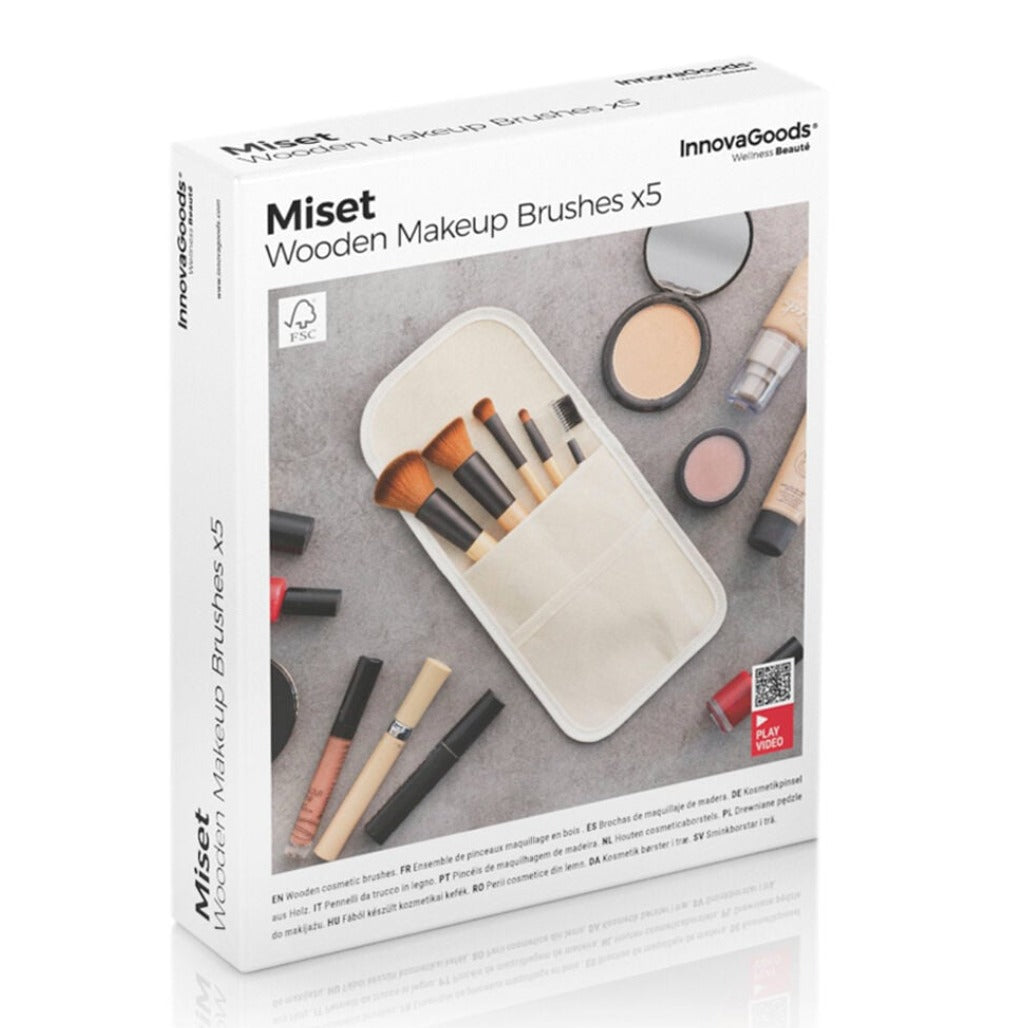 InnovaGoods Set of Wooden Make-up Brushes - 5 Pieces - V0103202