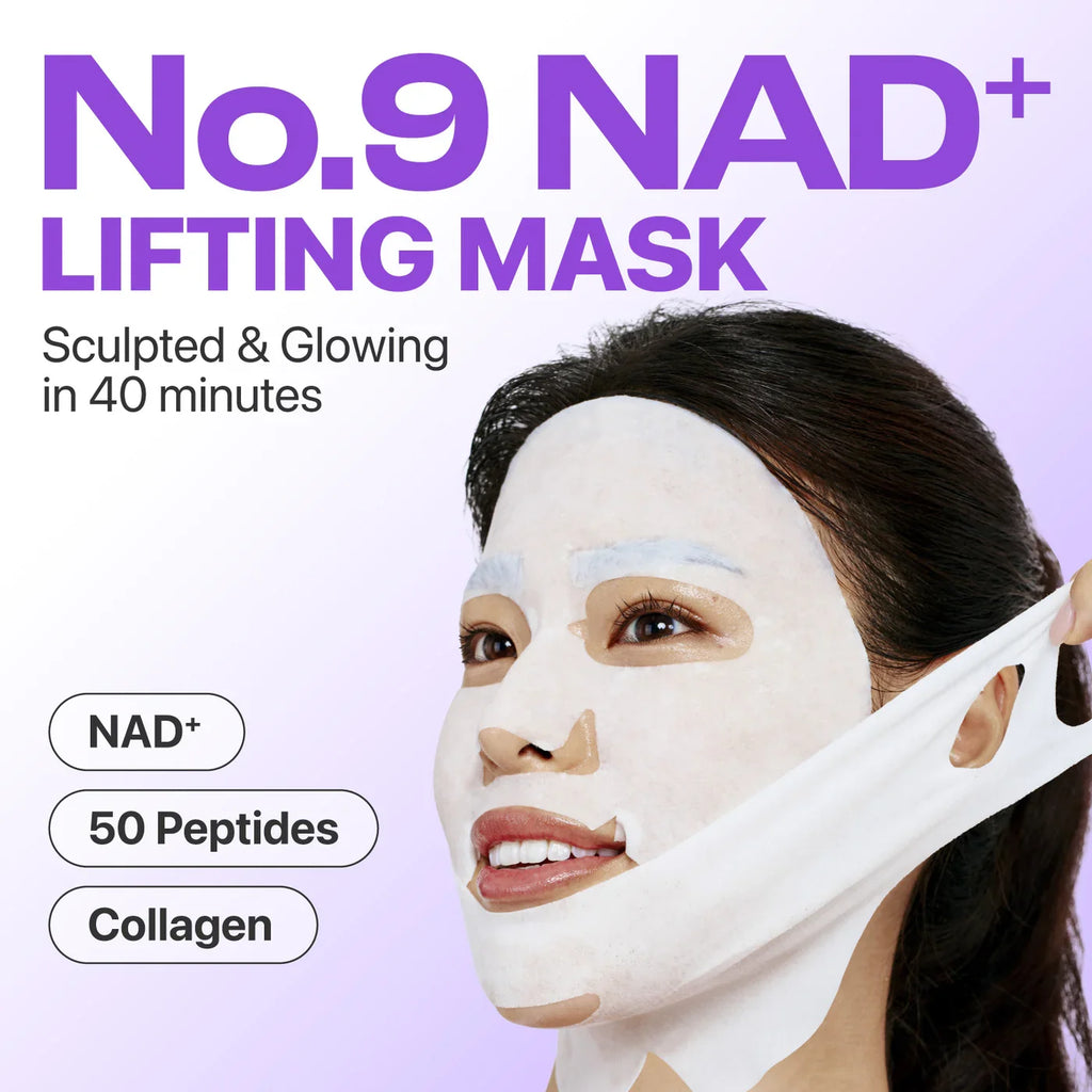Numbuzin No.9 NAD+ BIO Lifting-sil Full Face Mask – Firming & Lifting Sheet Mask - 4Sheets + 1Sheet Lifting Band Gift