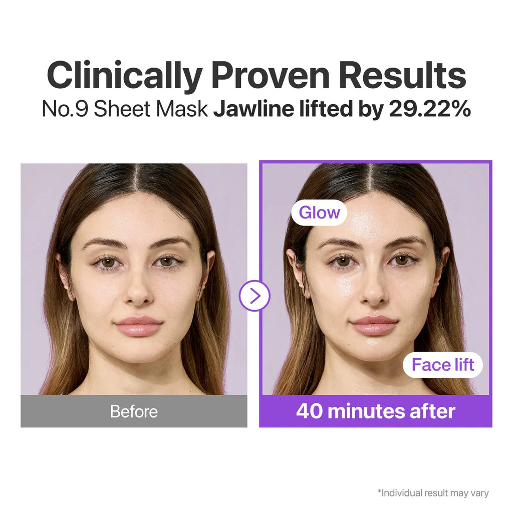 Numbuzin No.9 NAD+ BIO Lifting-sil Full Face Mask – Firming & Lifting Sheet Mask - 4Sheets + 1Sheet Lifting Band Gift