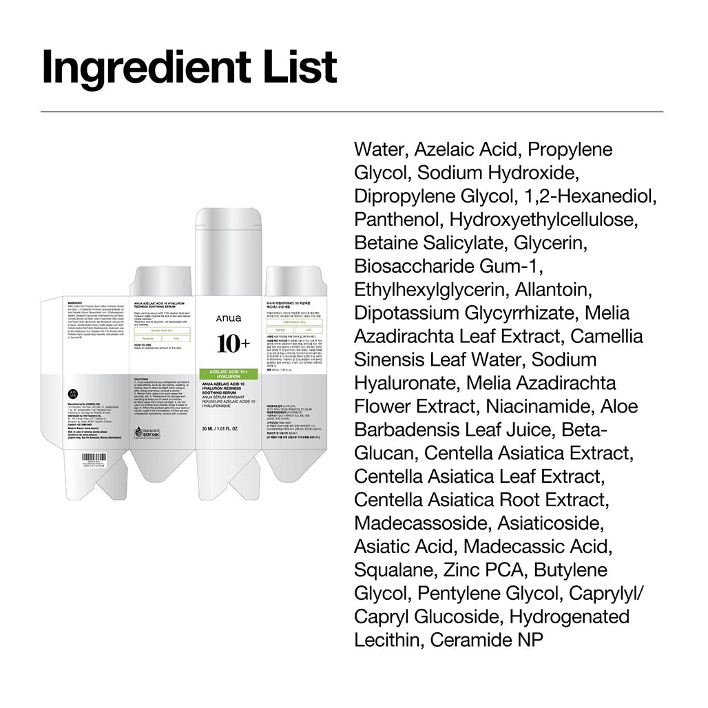 Anua Azelaic Acid 10+ - Hyaluron Redness Soothing Serum