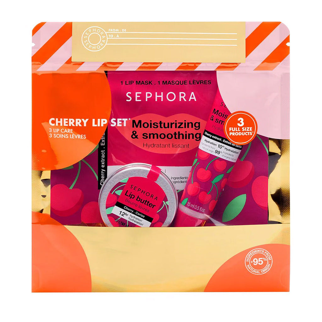 Sephora Cherry Lip Care Set – Hydrating Lip Butter, Lip Mask & Sleeping Mask Trio