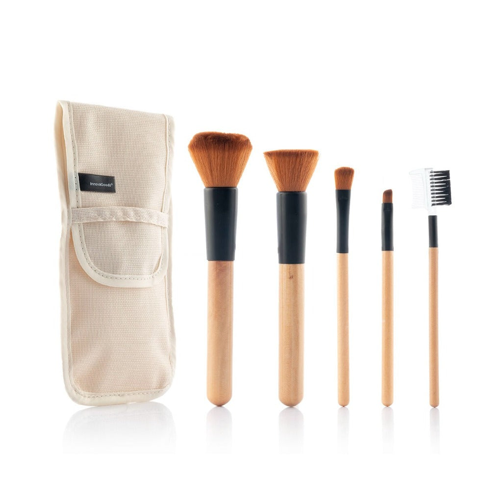 InnovaGoods Set of Wooden Make-up Brushes - 5 Pieces - V0103202