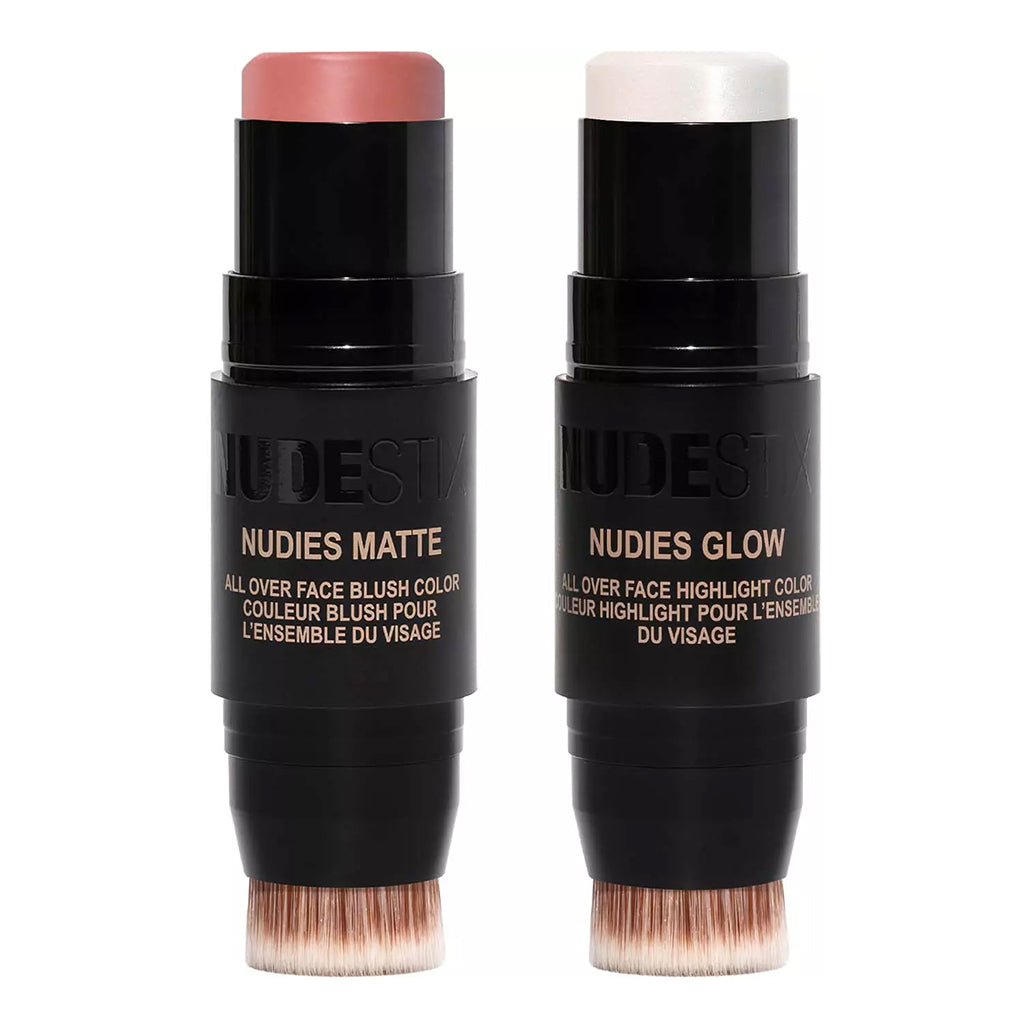 NUDESTIX Rose Glow Skin Set – Limited Edition Cream Blush & Glow Highlight Stick Duo