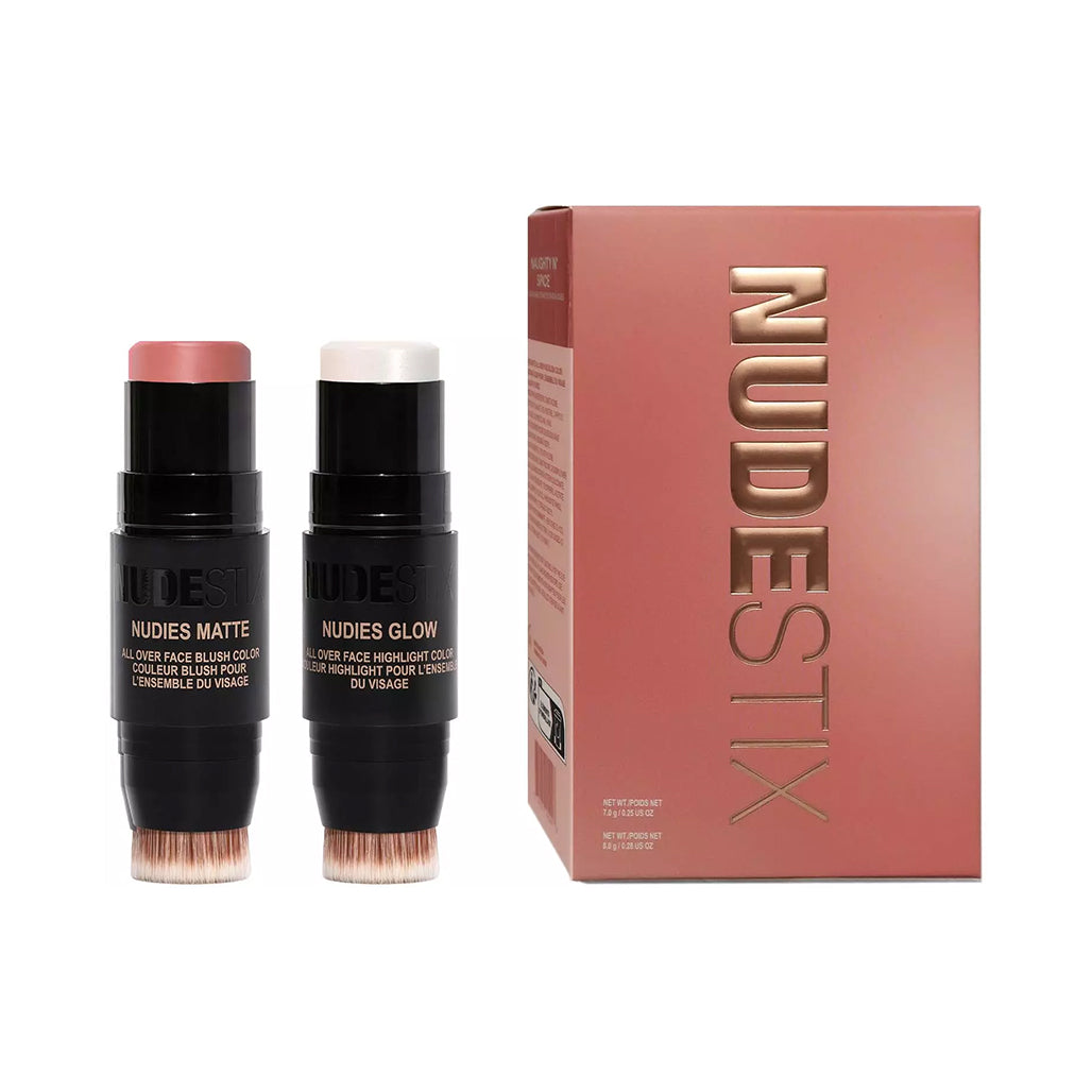 NUDESTIX Rose Glow Skin Set – Limited Edition Cream Blush & Glow Highlight Stick Duo